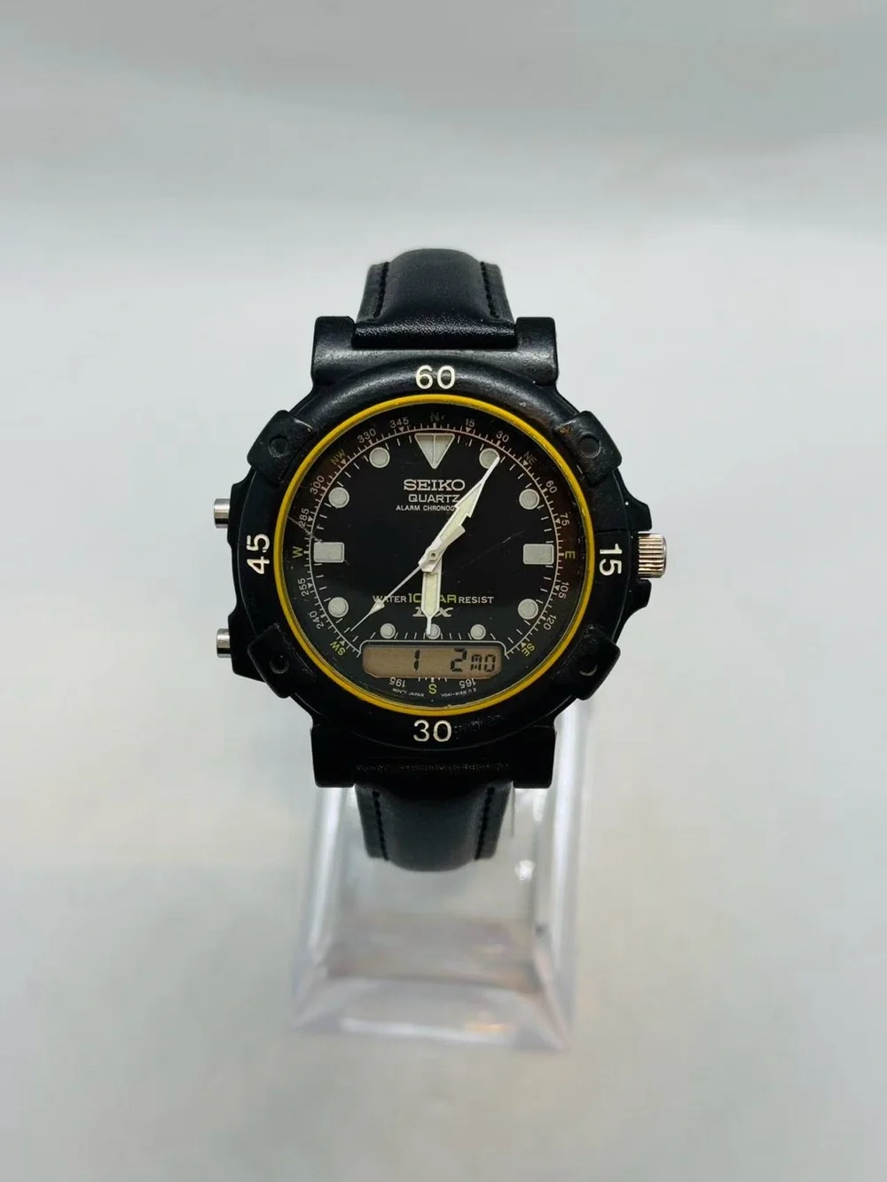 Vintage Seiko Quartz Alarm Chronograph Men’s Watch 39mm New Battery Works
